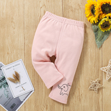 粉色刺绣小象休闲裤