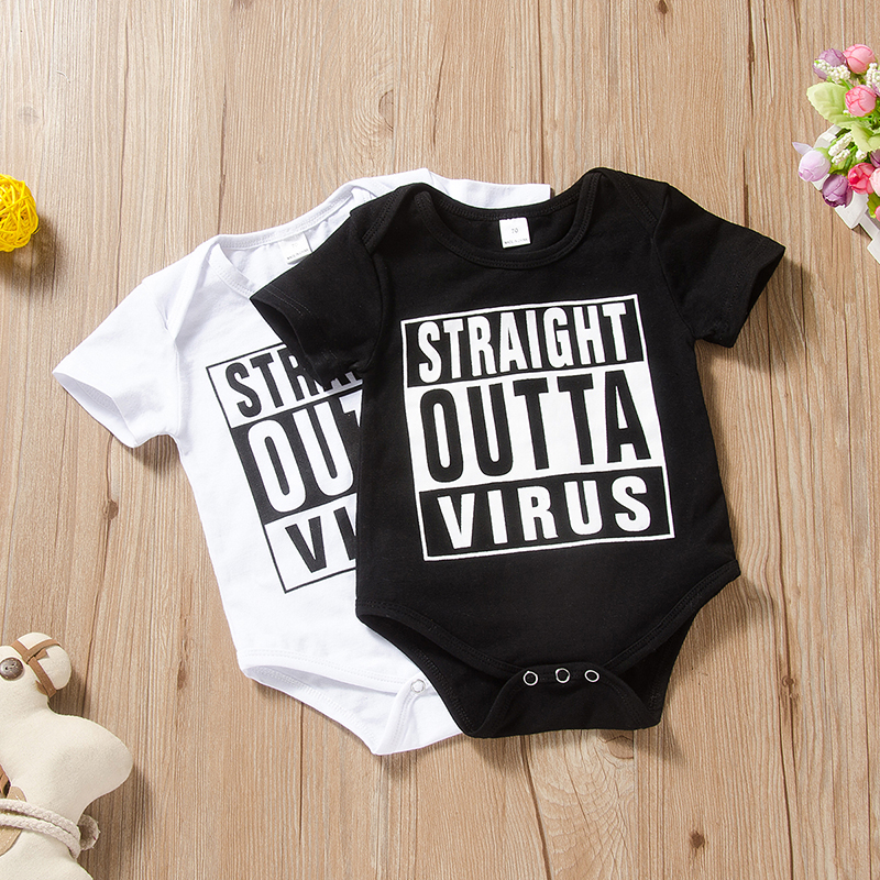 Straight  Outta  Virus 短袖黑色三角哈衣