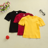 坑条黑色/红色/黄色短袖T恤